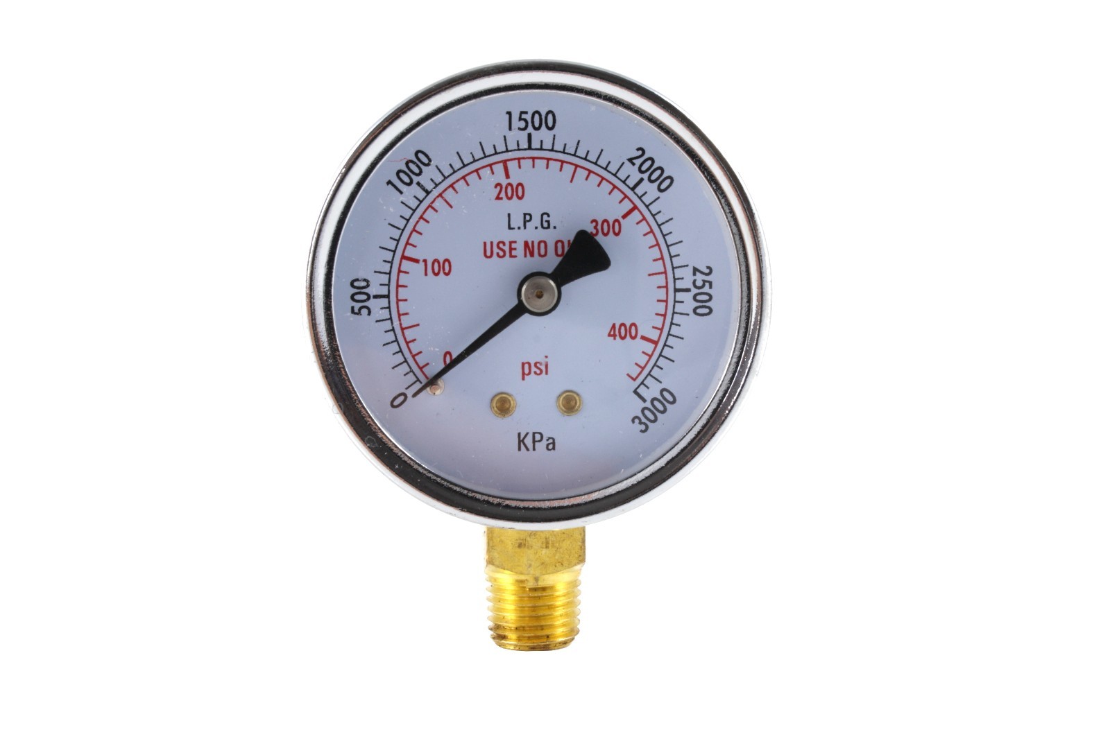 High Pressure Gauge for Propane Regulator 0-400 psi – 2.5 inches – 1/4″ NPT
