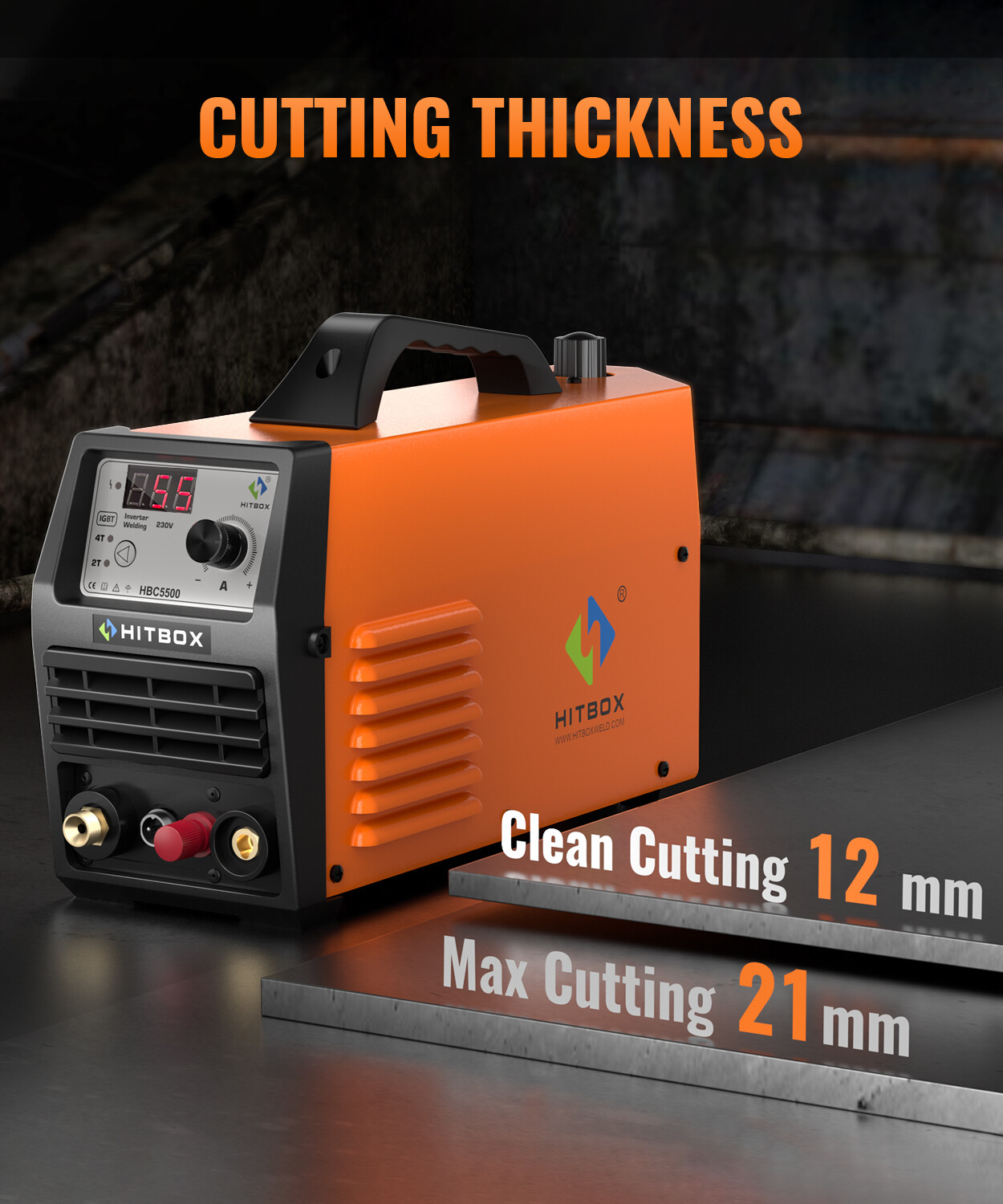 HITBOX Air Plasma Cutter HF Non-Touch Pilot Arc 55Amp 220V Cutting Machine 2T/4T