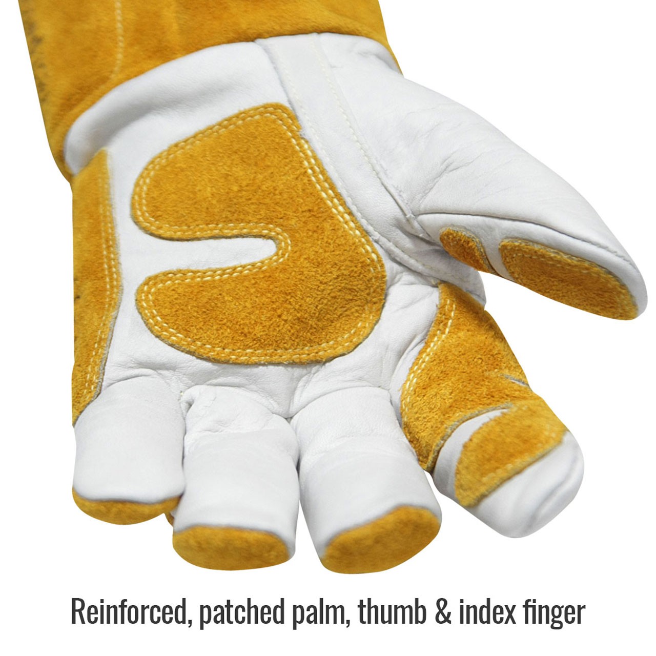 Black Stallion GM1611-WT Cowhide MIG Glove with Reinforced Palm & Thumb Large