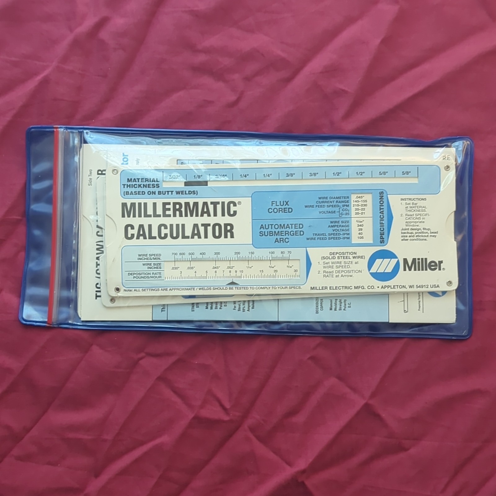 Miller Millermatic & TIG (GTAW) Welding Calculator Set