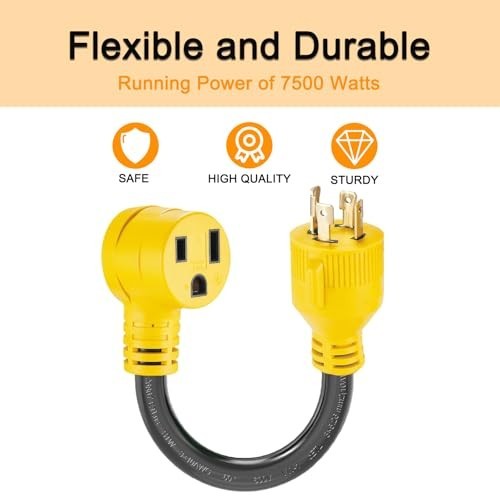 30 Amp Welder Adapter Plug Cord 1.5FT, 4 Prong to 3 Prong, Heavy Duty, ETL Liste