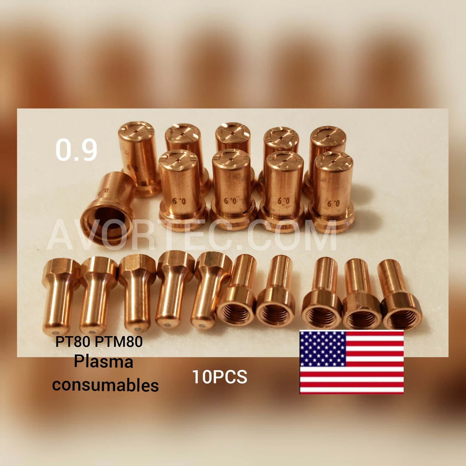 Plasma Torch 60A Nozzles PT80 PTM80 iPT-80 iPT80 size 0.9 (20pcs) USPS Shipping