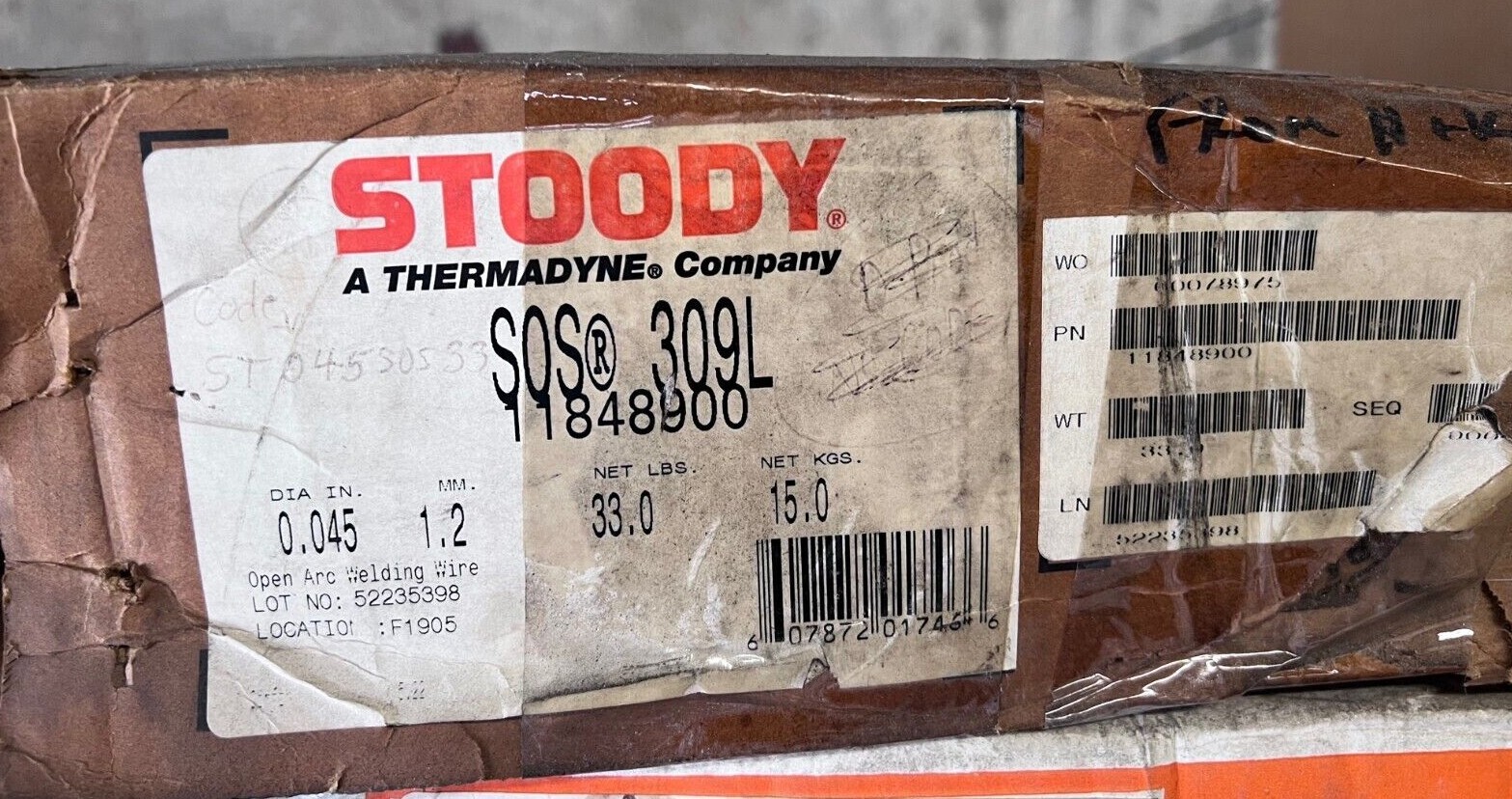 STOODY .045″ 309L ON 33# SPOOLS #11848900