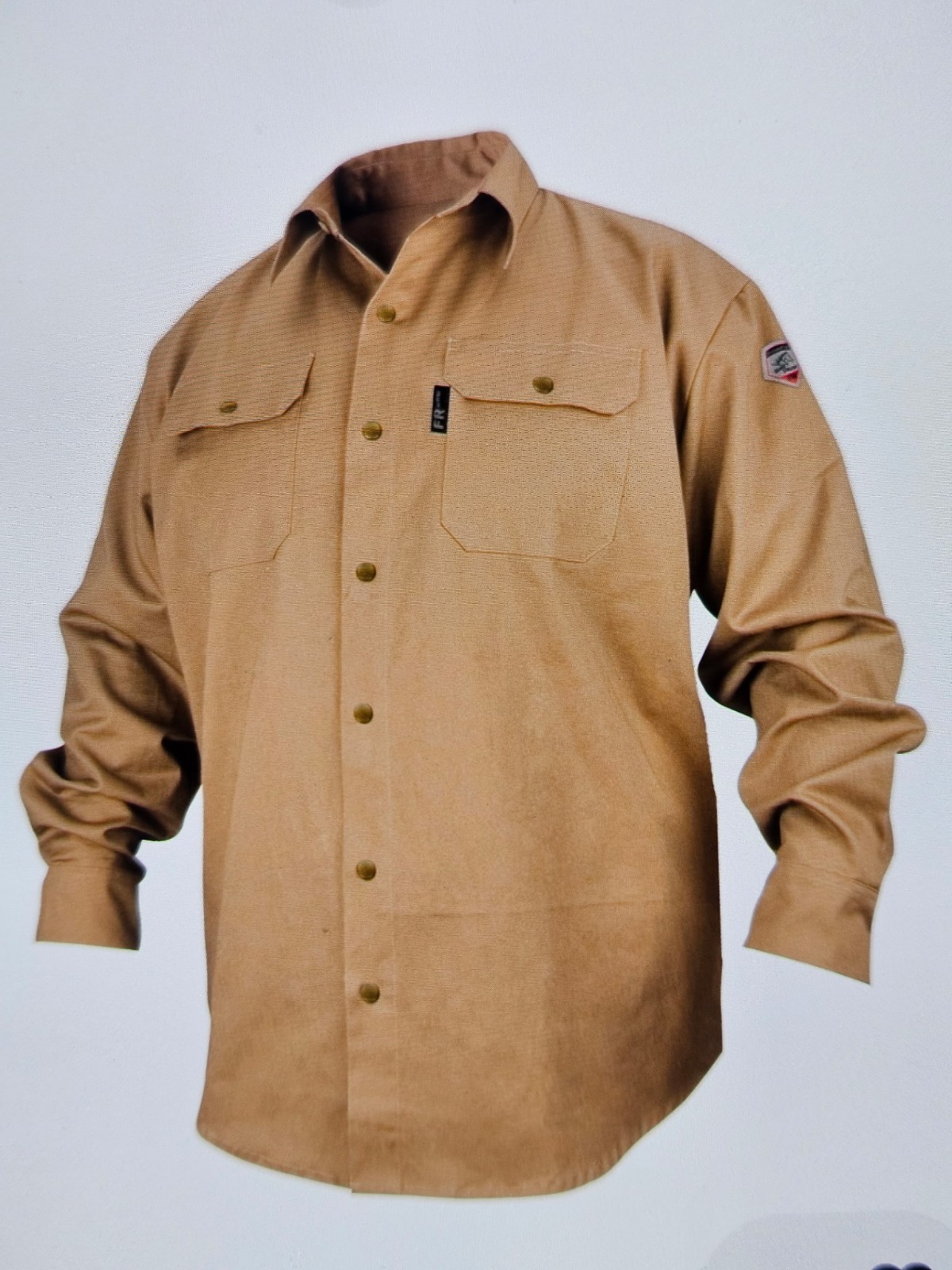 Black Stallion FR Work Shirt 7 oz. FR Cotton Khaki Size L NWT