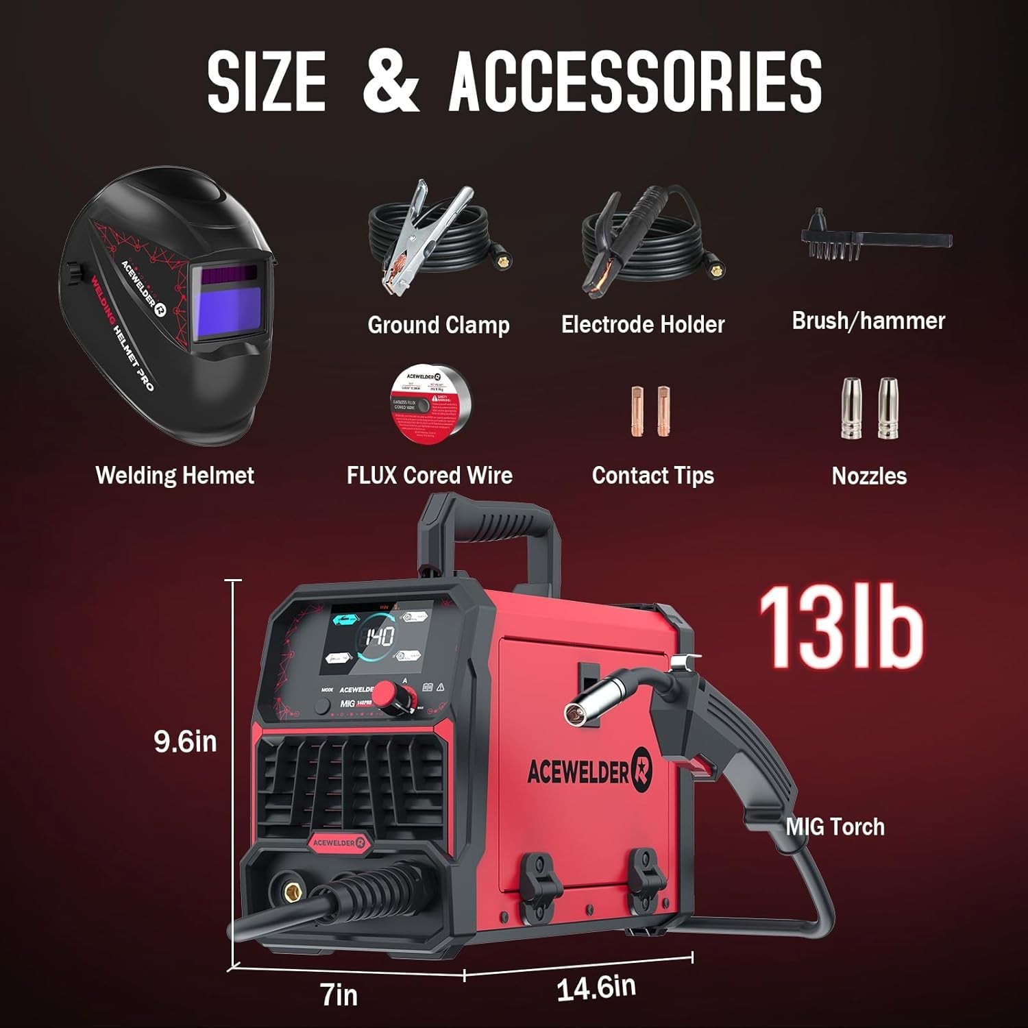 3 IN 1 Welder 140A Gasless Flux MIG/Lift Tig/Stick Welding Machine 110V Inverter