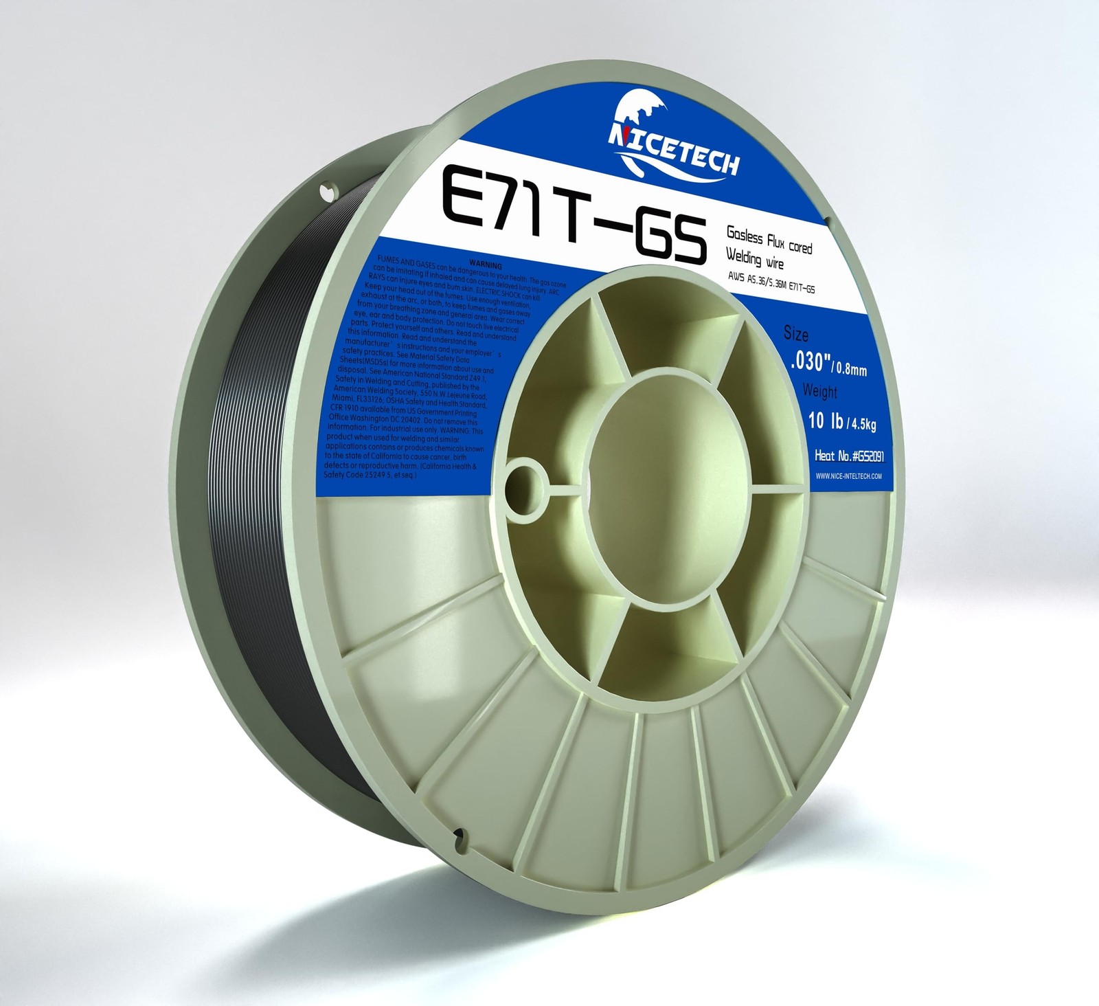 NICETECH, Gasless Flux Cored Welding Wire, Carbon Steel, E71TGS. 030-Diameter