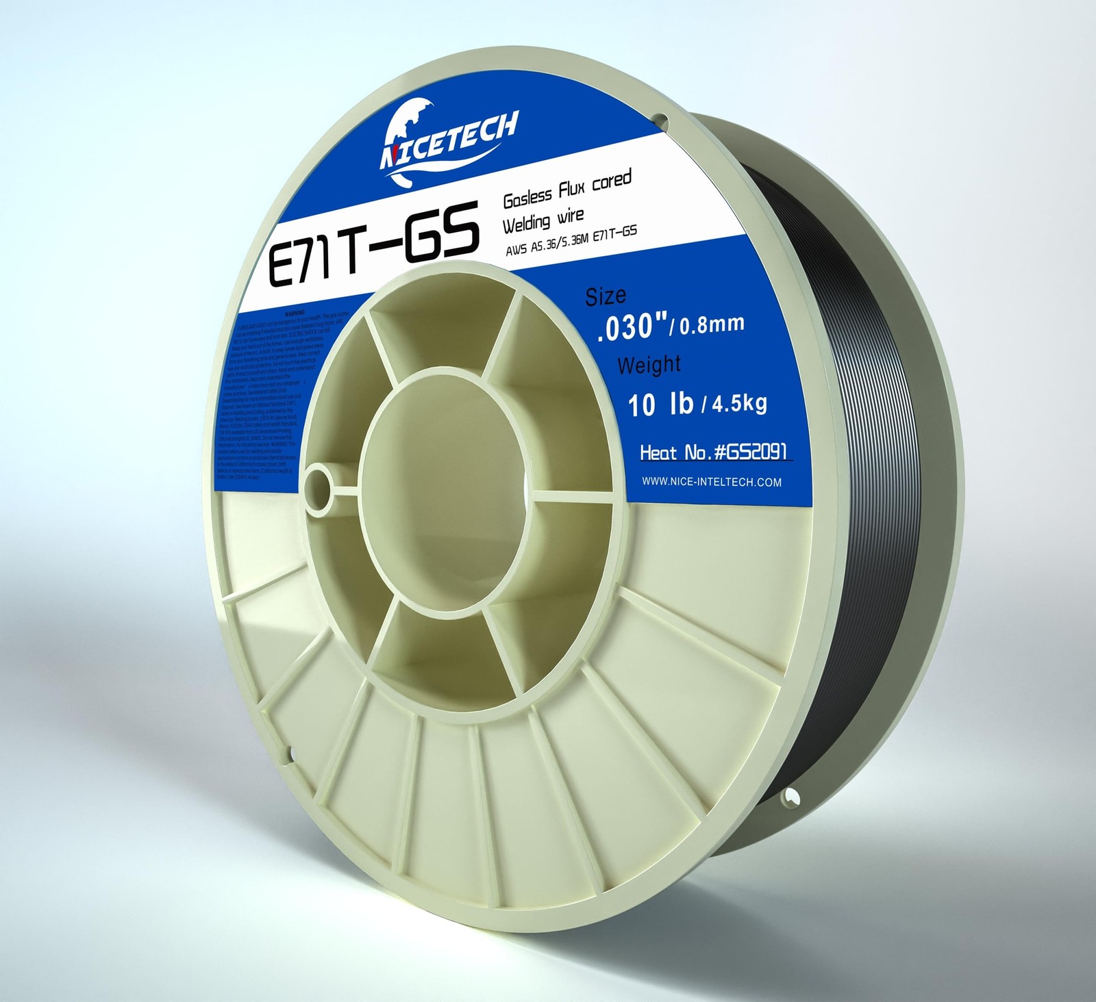 NICETECH, Gasless Flux Cored Welding Wire, Carbon Steel, E71TGS. 030-Diameter