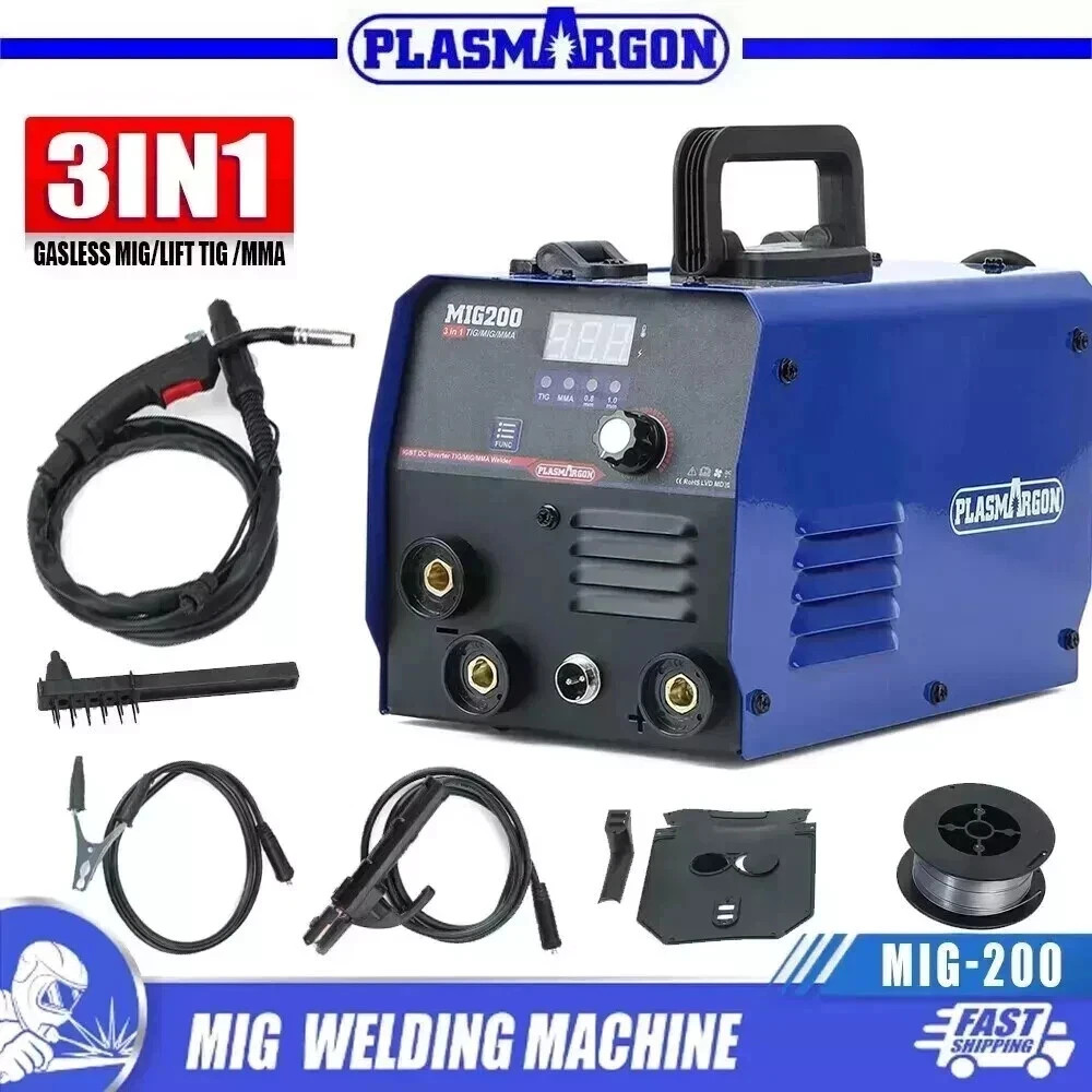 MIG200 110/220V 3-in-1 MIG Welder 200A TIG/MIG/MMA NO GAS IGBT Welding Machine