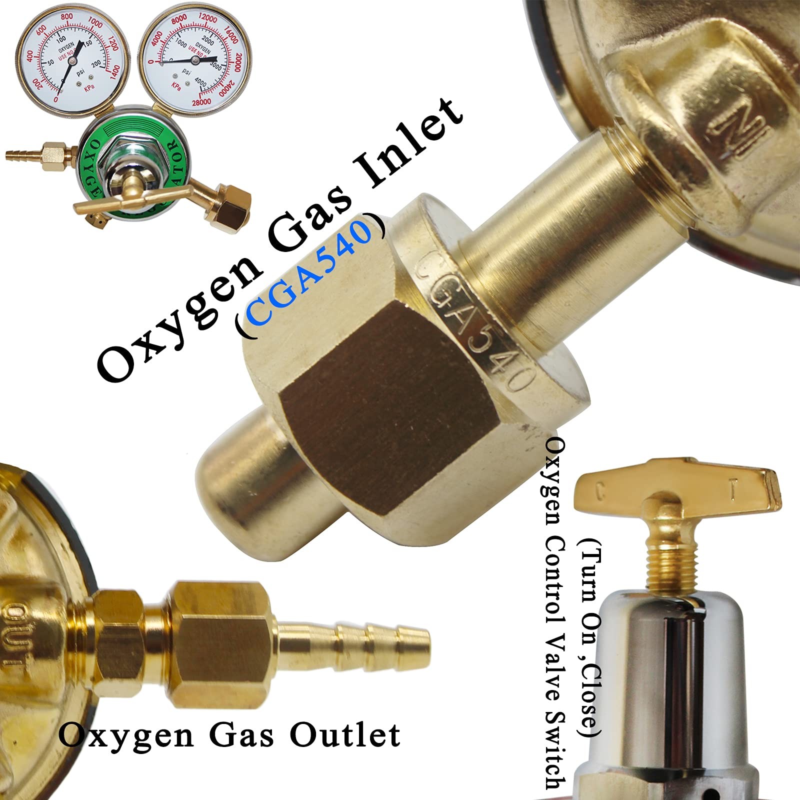 KLLsmDesign Heavy Duty Oxygen Regulator, Large Tank Gauge Cutting Torch Regul…