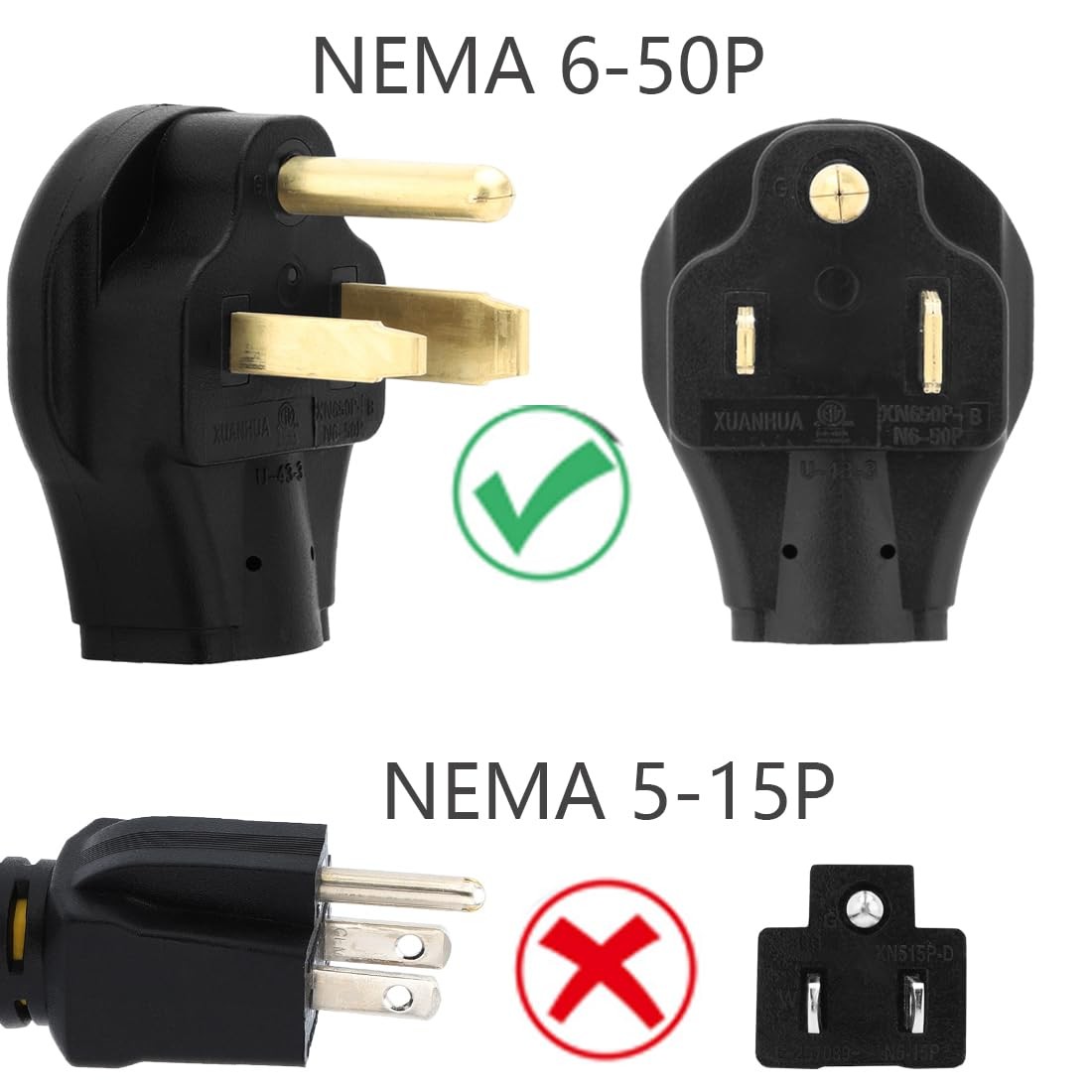 1Ft NEMA 6-50P to 10-30R STW 10AWG Welder Dryer Adapter Cord Yellow+Black