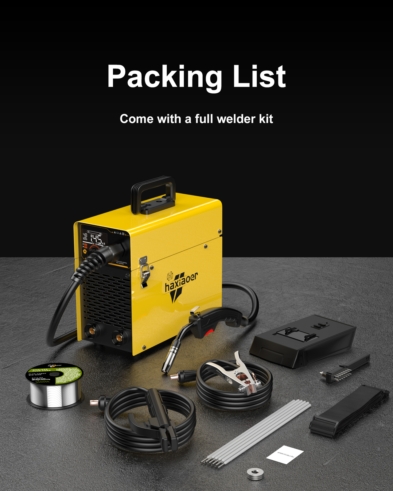 haxiaoer MIG Welder 145A 110V, 3 In 1 Flux Core/Lift TIG/Stick Welding Machine