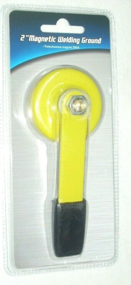2″ Magnetic Welding Ground Clamp w Lift Handle 200A Cap 1/2″ Stud Bolt Hi-Vis
