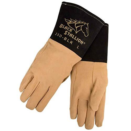 Black Stallion 25D-BLK Premium Deerskin TIG Welding Gloves, Medium