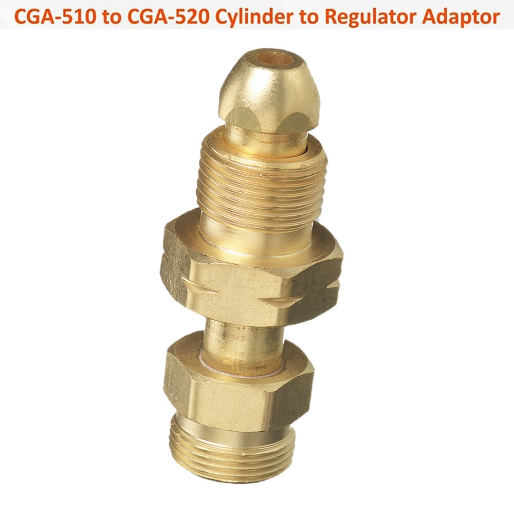 CGA 510 to CGA 520 Acetylene Adapter Brass Construction for Enhanced Durability