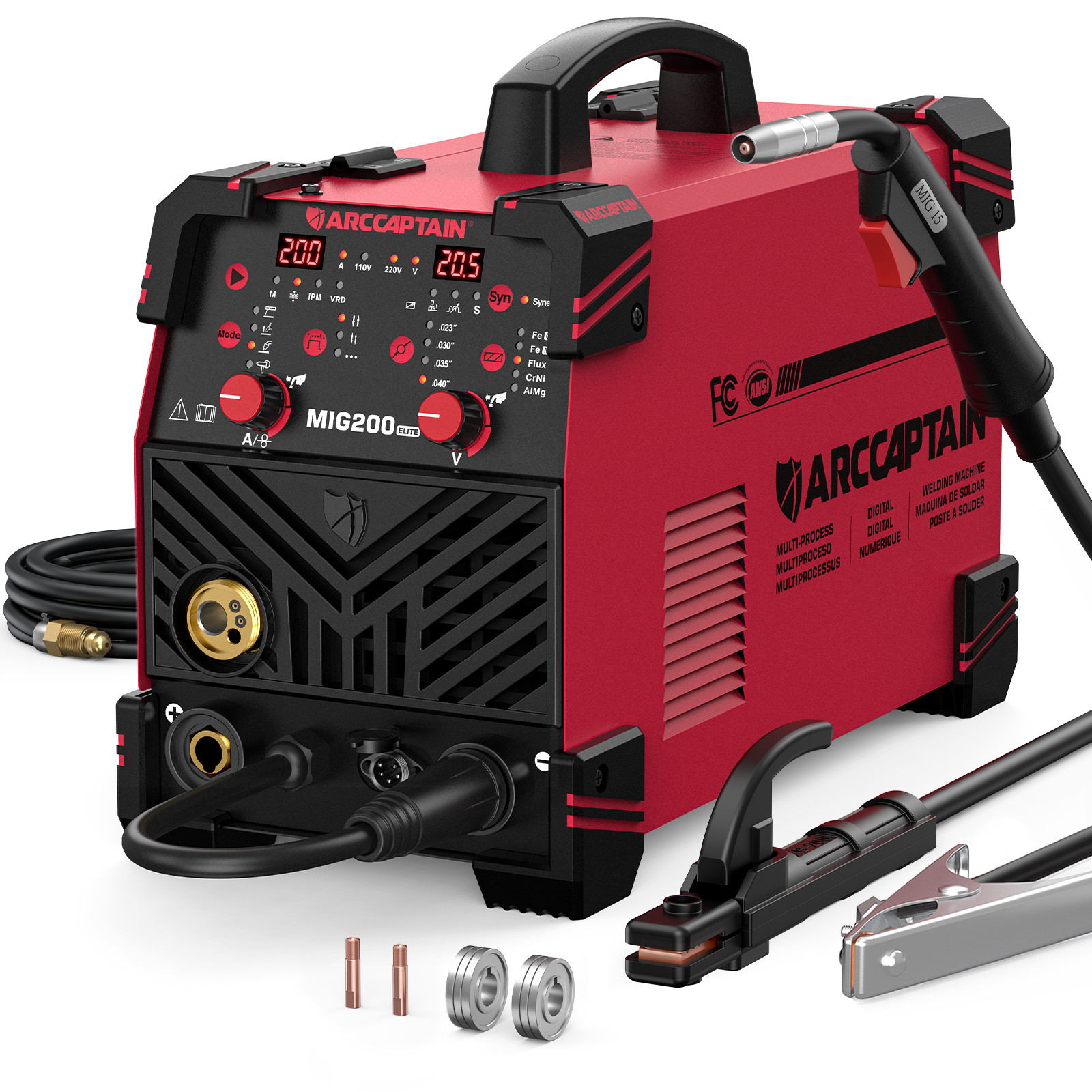 ARCCAPTAIN MIG200ELITE MIG Welder 6 IN 1 MIG/TIG/Stick/Spool Gun/Spot 110V/220V