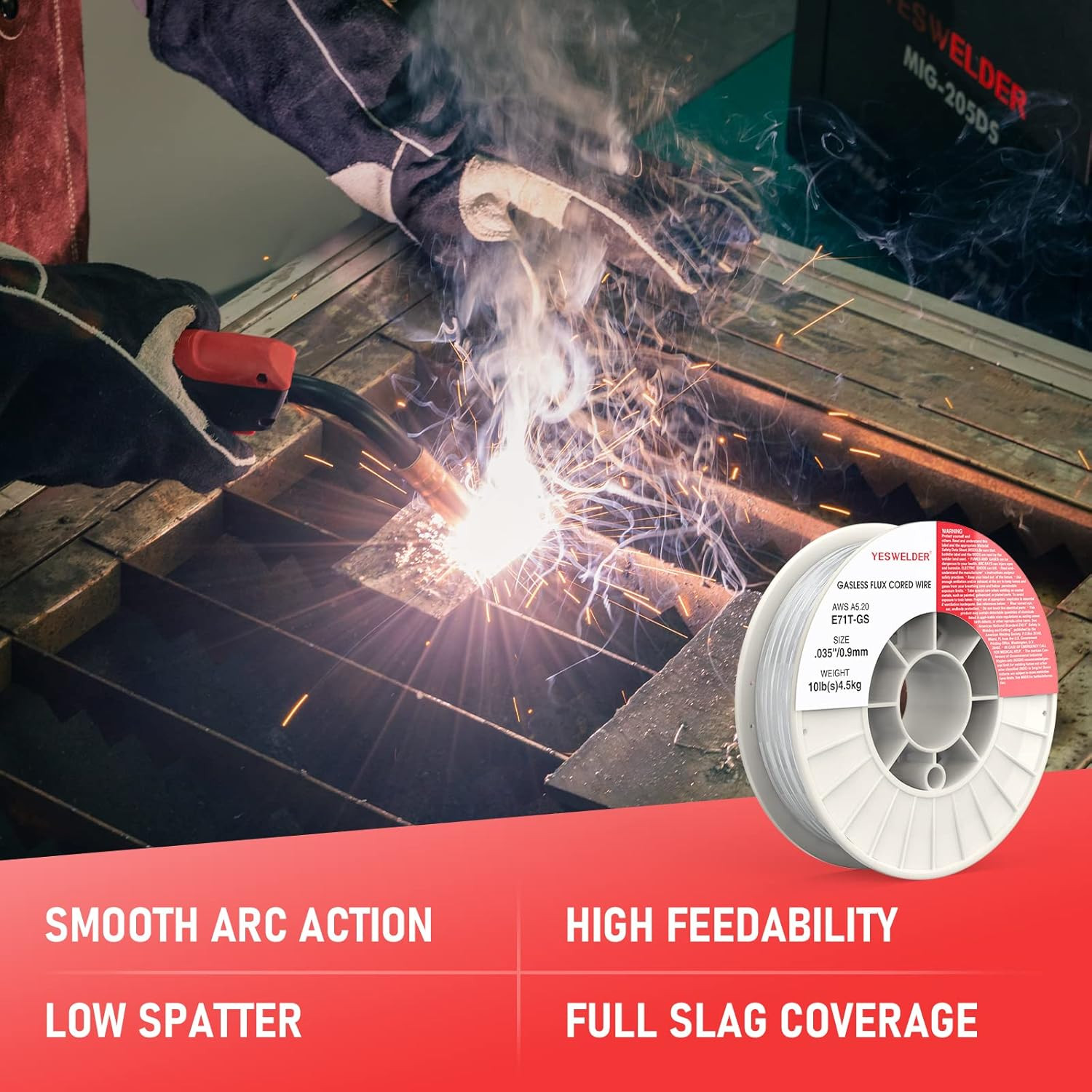 Gasless Flux Core MIG Wire, E71T-GS Mild Carbon Steel | 0.035 in on a Strong ABS