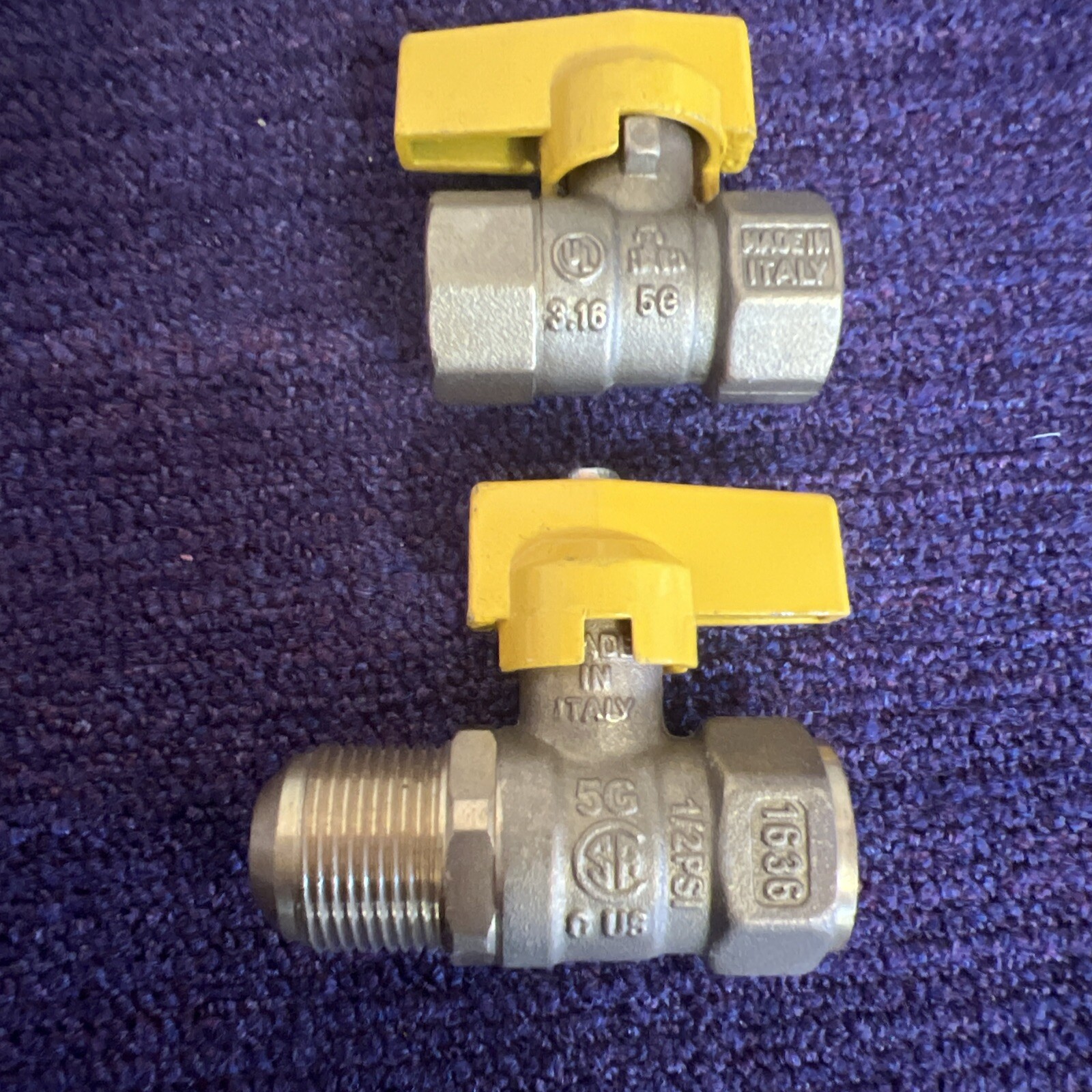 3/8 “Brass Gas Ball V valve & 1/2” Brass Ball Valve. Two for the price of one.