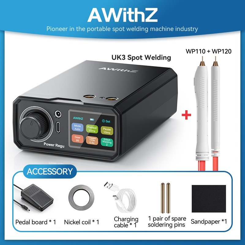 AWithZ 9000W Spot Welder 100 Gears Knob Adjustable for 18650 Battery DIY Welding