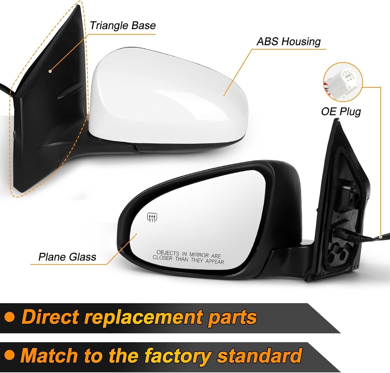 Left Driver Side Door Mirror Assembly Replace for 2014-2019 Toyota Corolla, with