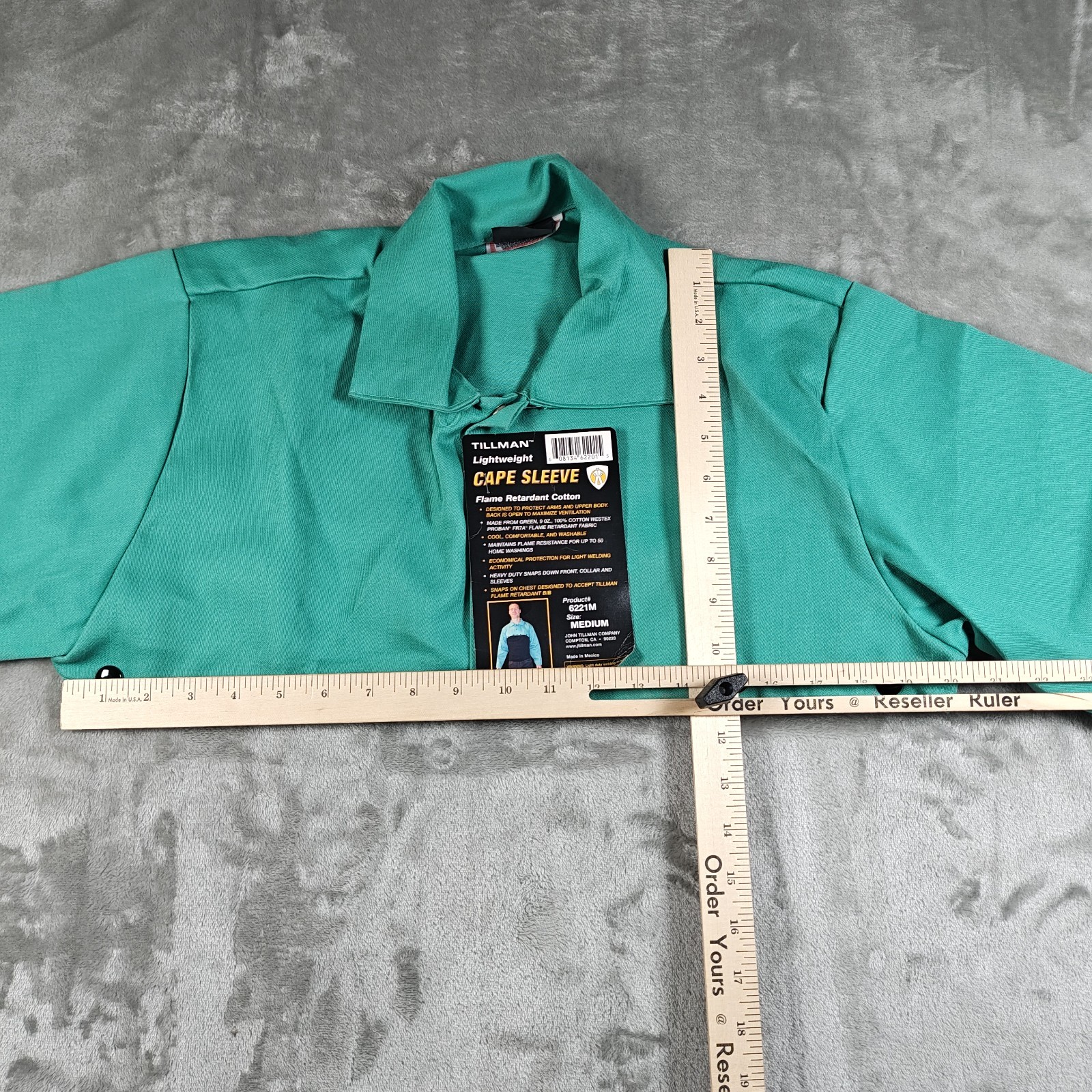 Tillman 6221M Welding Cape Sleeve Medium Green FR Cotton Flame Retardant New