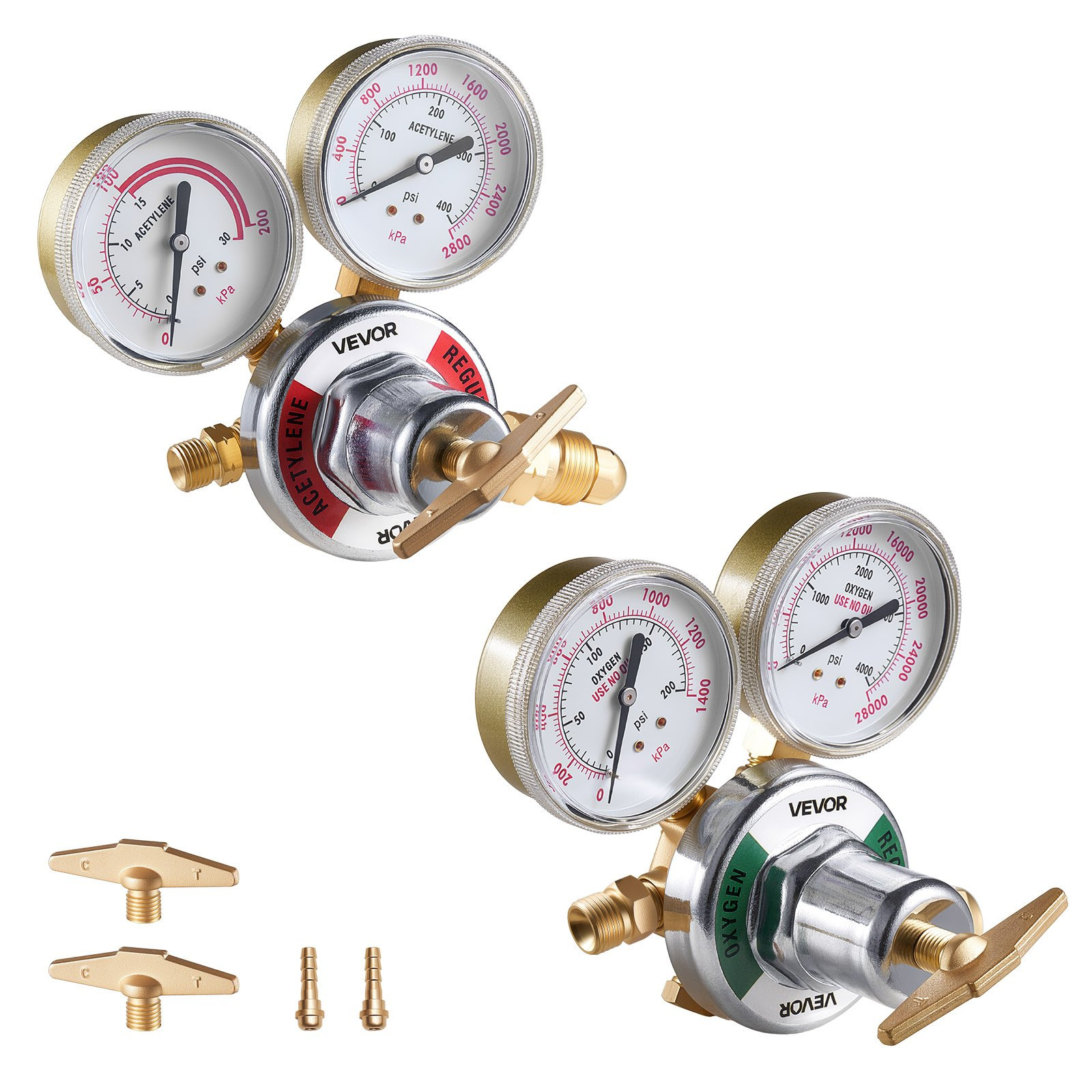 Oxygen Acetylene Regulator Set CGA540 CGA510 Welding Gauges 0-4000 PSI