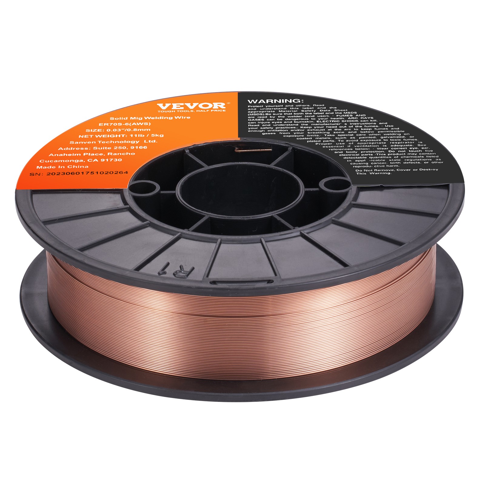 VEVOR Solid MIG Welding Wire ER70S-6 0.03-inch 11LBS Mild Steel MIG Welding Wire