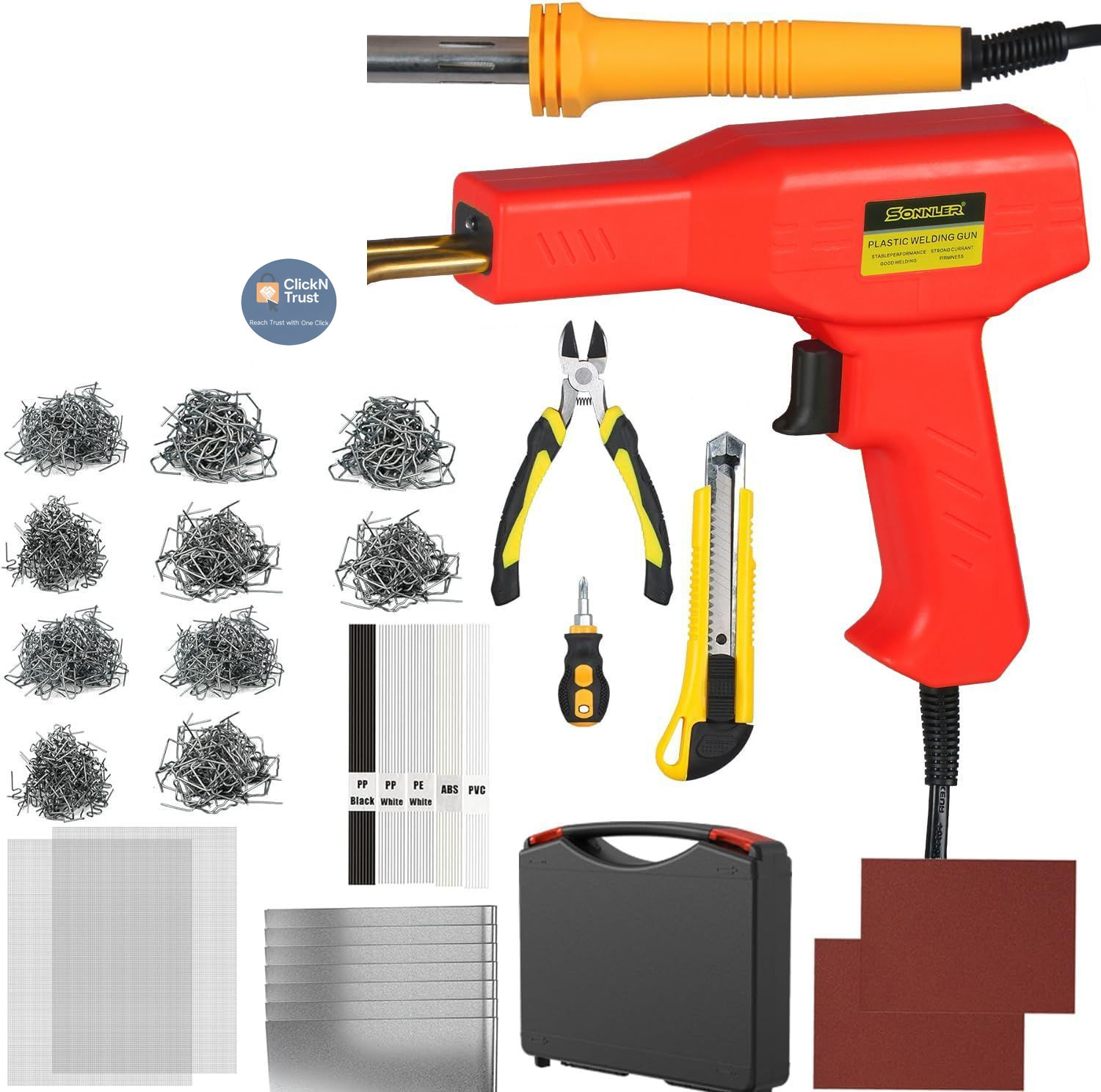 Plastic Welder Kit, 800 PCS Hot Stapler Repair Kit For Car Deep Red