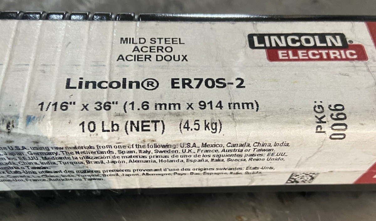 Lincoln Electric ER70S-2 1/16″ x 36″ TIG Welding Rod 10 lb Tube Mild Steel NEW