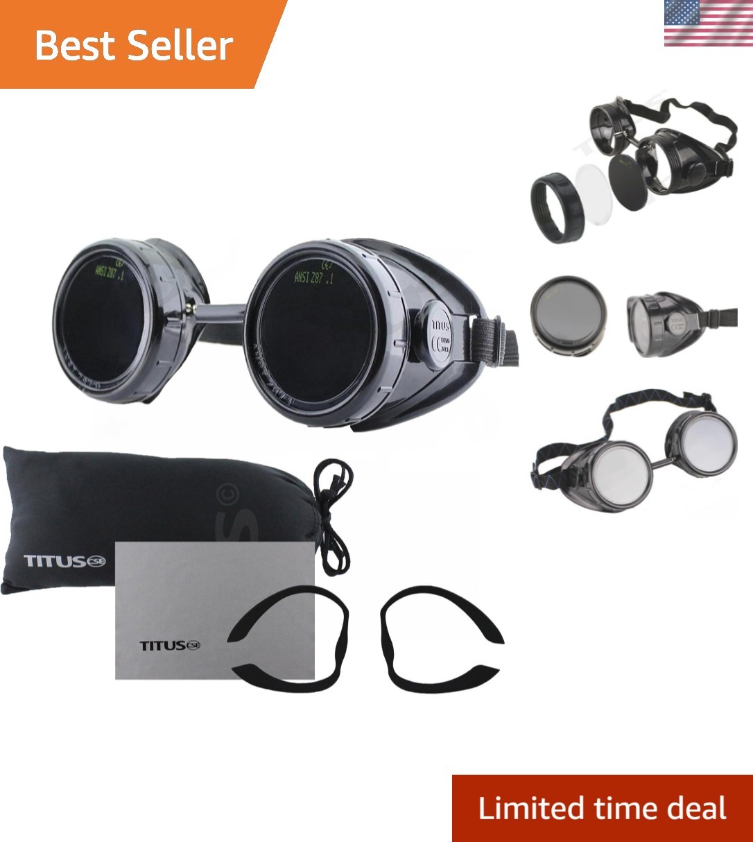 Industrial Quality Welding Goggles IR #14 with Scratch-Resistant Lens & Pouch