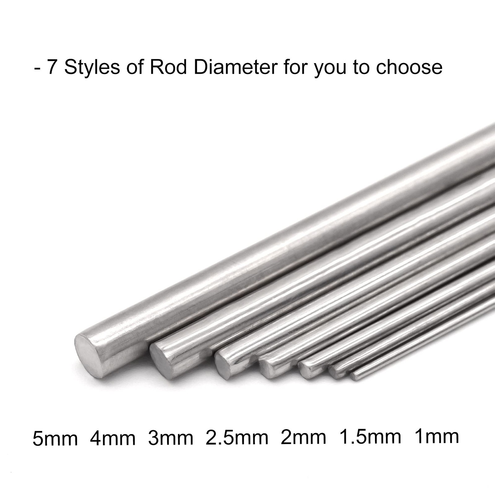 VictorsHome 1mm x 300mm 304 Stainless Steel Round Rod, Metal 1mm, Silver