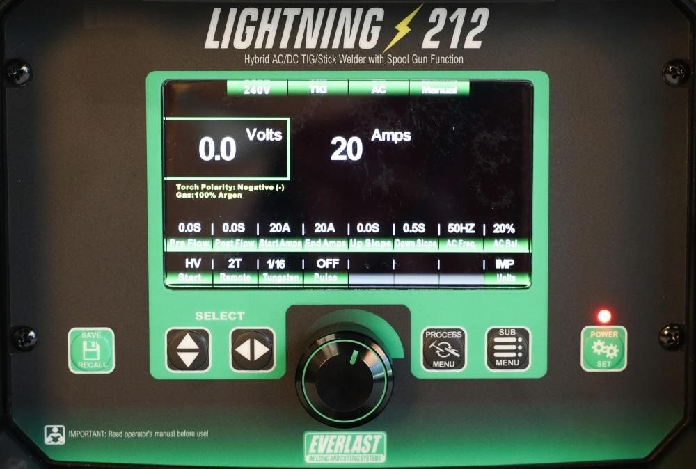 Lightning MTS 212 Welder, AC/DC Pulse TIG ,Stick with SPOOL GUN, 200Amp