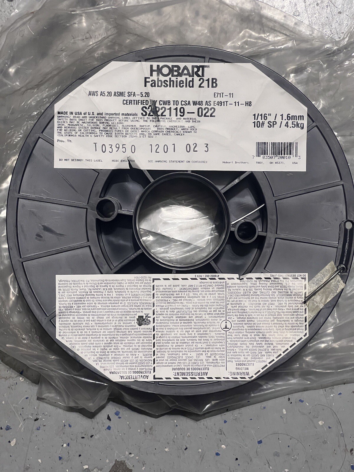 Hobart Flux-Cored Welding Wire-E71T-11 Carbon Steel .035in x 10lb