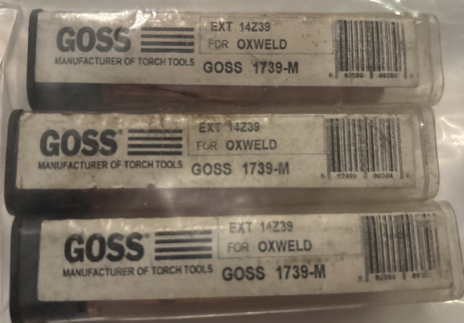GOSS EXT 14Z39 FOR OXWELD GOSS 1739-M 3pcs ESAB OXWELD® Style Replacement Tips