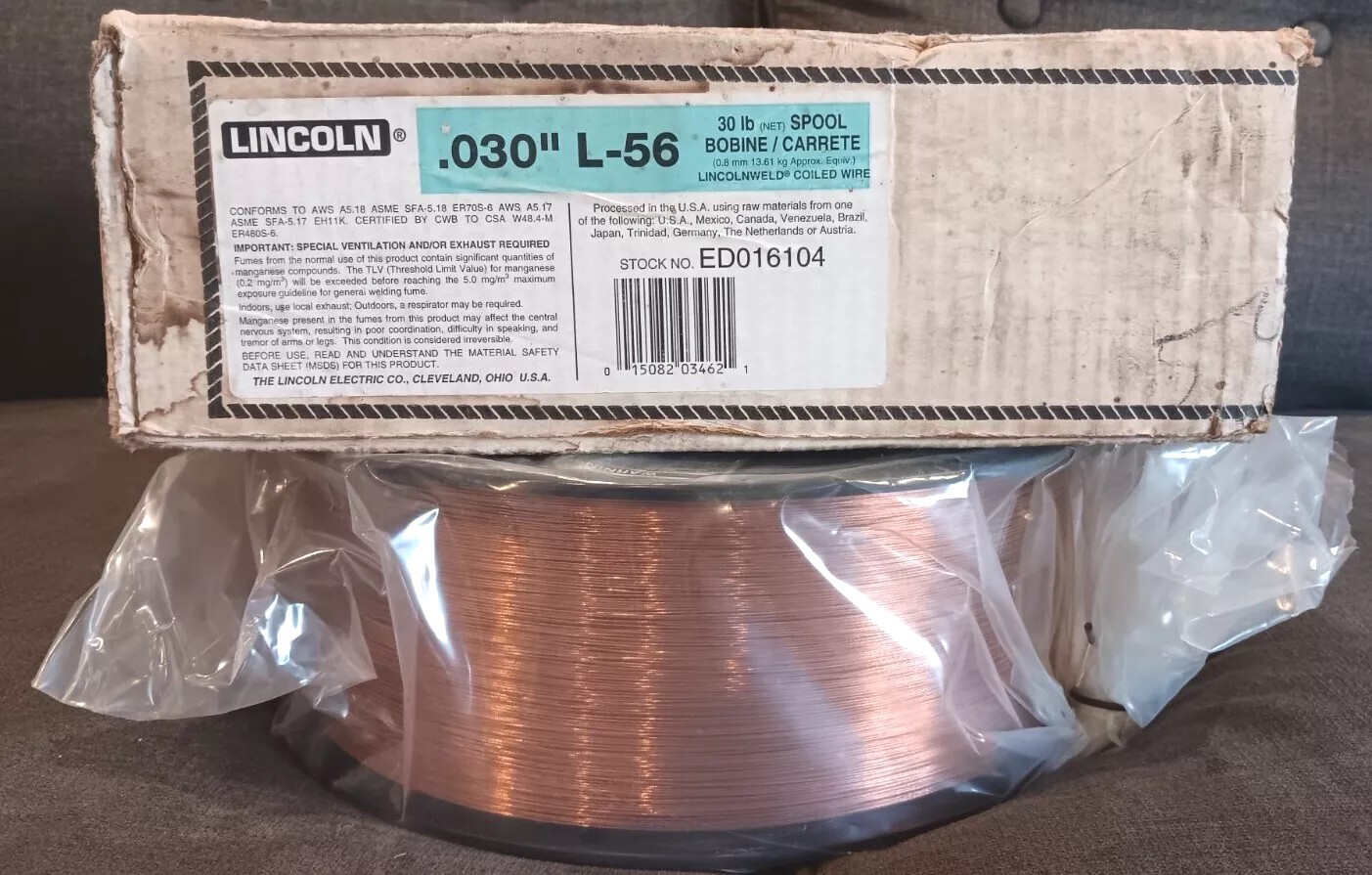 Lincoln Electric ED032926 / ED016104 SuperArc L-56 MIG Wire .030″ 30lb Spool NOS