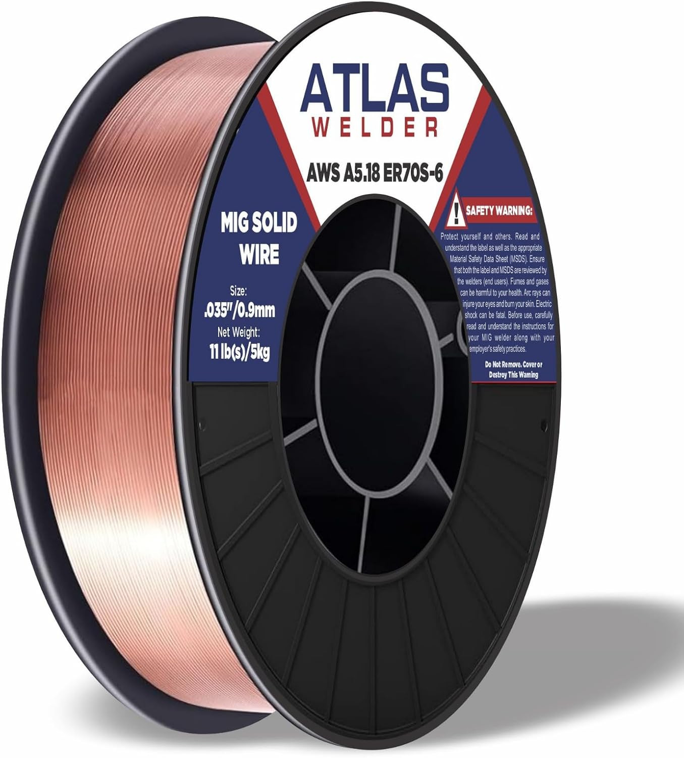 ATLASWELDER Solid MIG Welding Wire, ER70S-6 .035 Inch 10LB with Low Spatter And