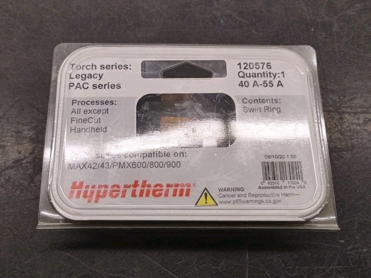 Hypertherm 120576 Swirl Ring For MAX42/43/PMX600/800/900 (Miller 192049) – New