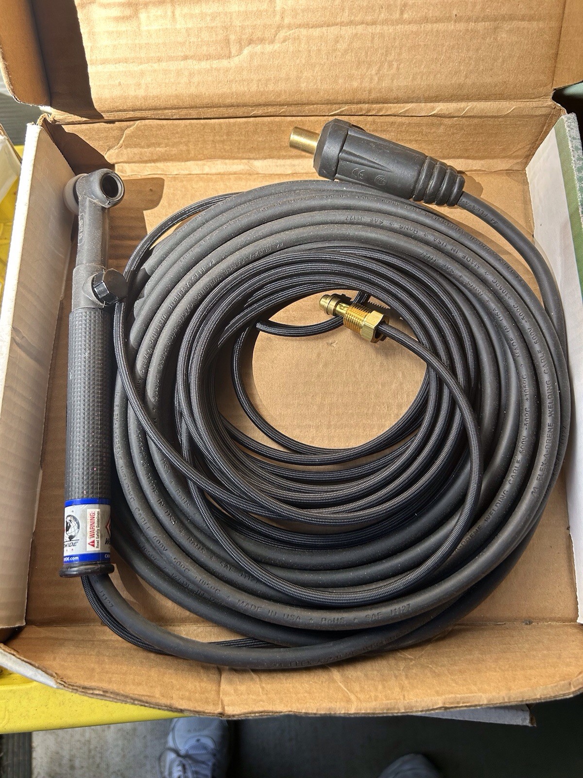 WeldCraft #17FV 150amp 25′ Air-Cooled Tig Torch w/2 Hose (Used Head New Hose)