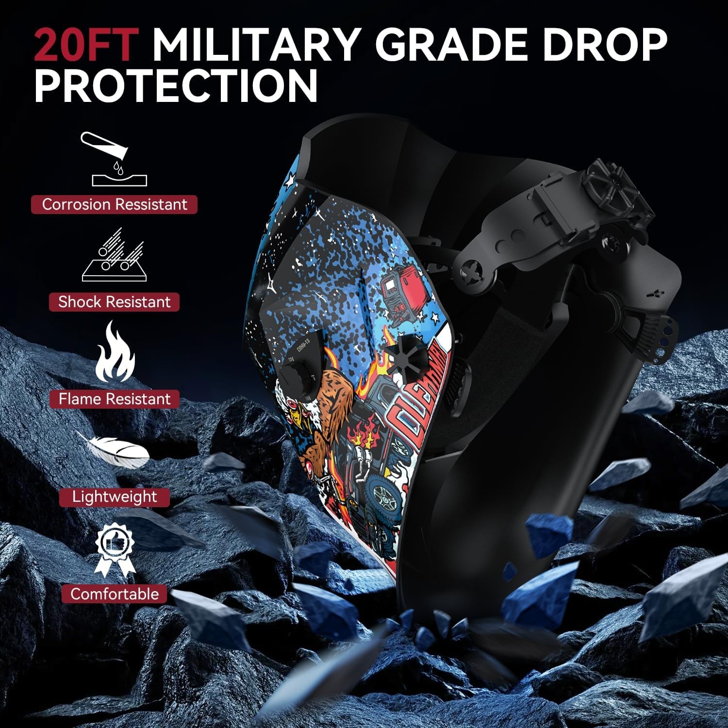 ARCCAPTAIN Solar Powered Auto-Darkening Welding Helmet 4 Sensors Weld Hood Mask