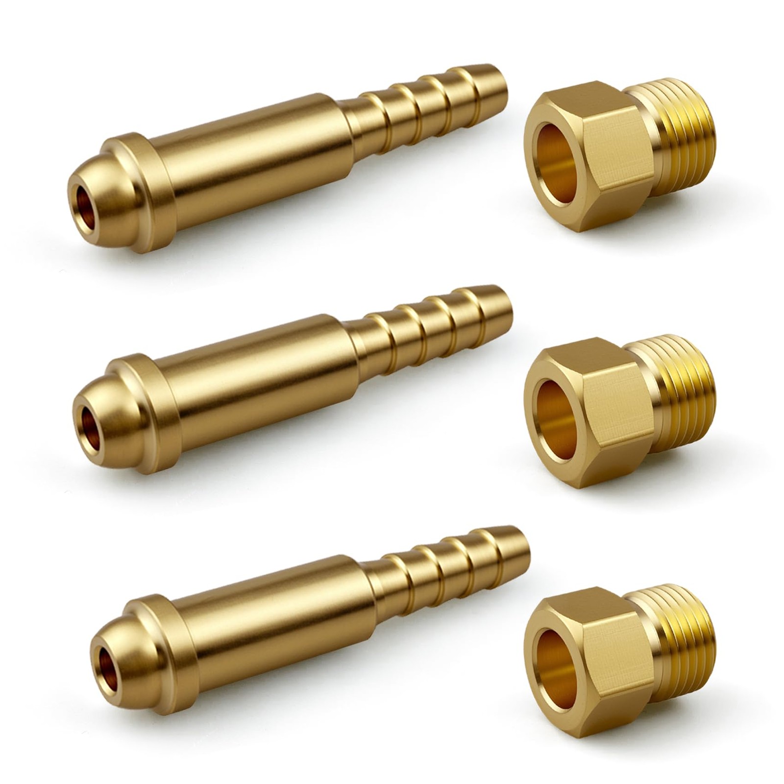 3 PCS Argon Nut Nipple 1/4 Inch Hose Barb Brass Inert Gas Welding Fitting MIG