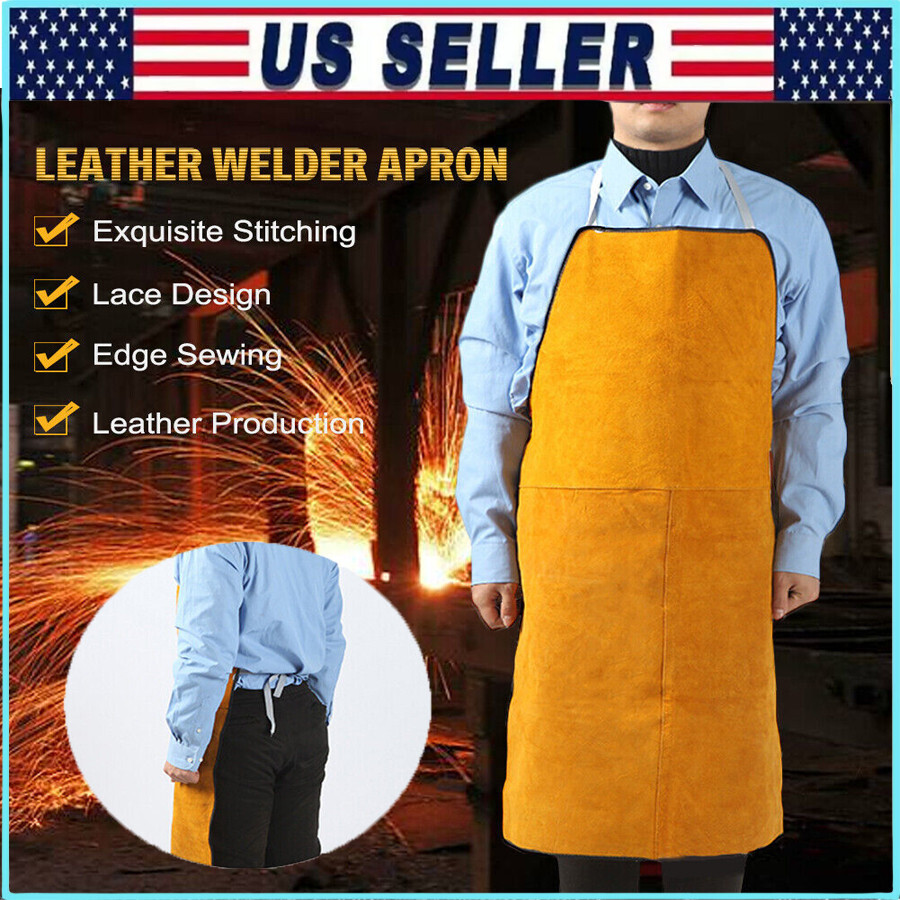 Leather Welding Work Apron – Flame Resistant &Heat Resistant Bib Apron