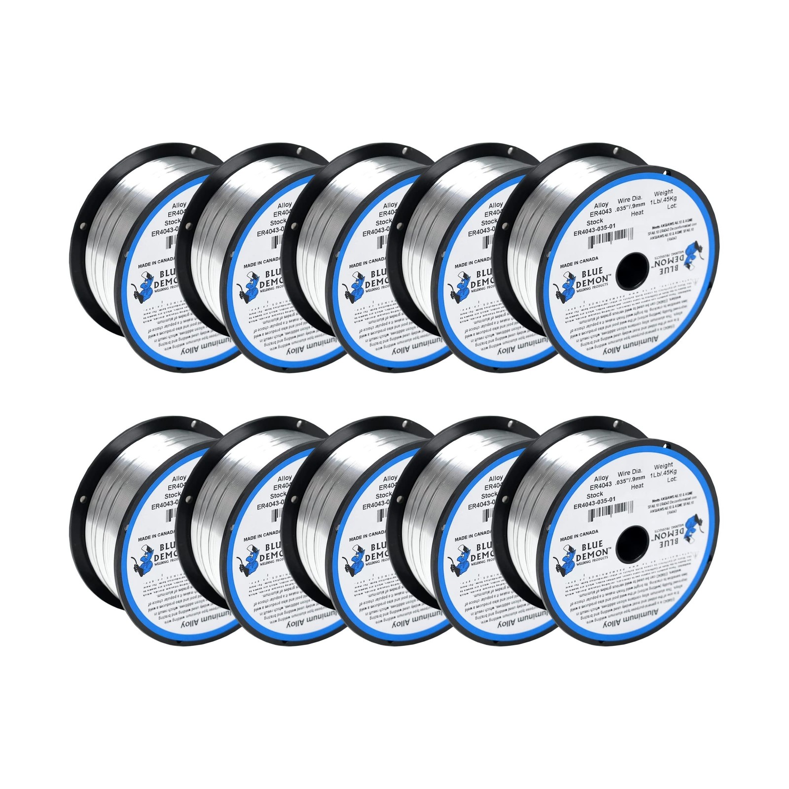 Blue Demon ER4043 X .035 X 1LB X 10 Pack MIG/GMAW General Purpose Aluminum We…