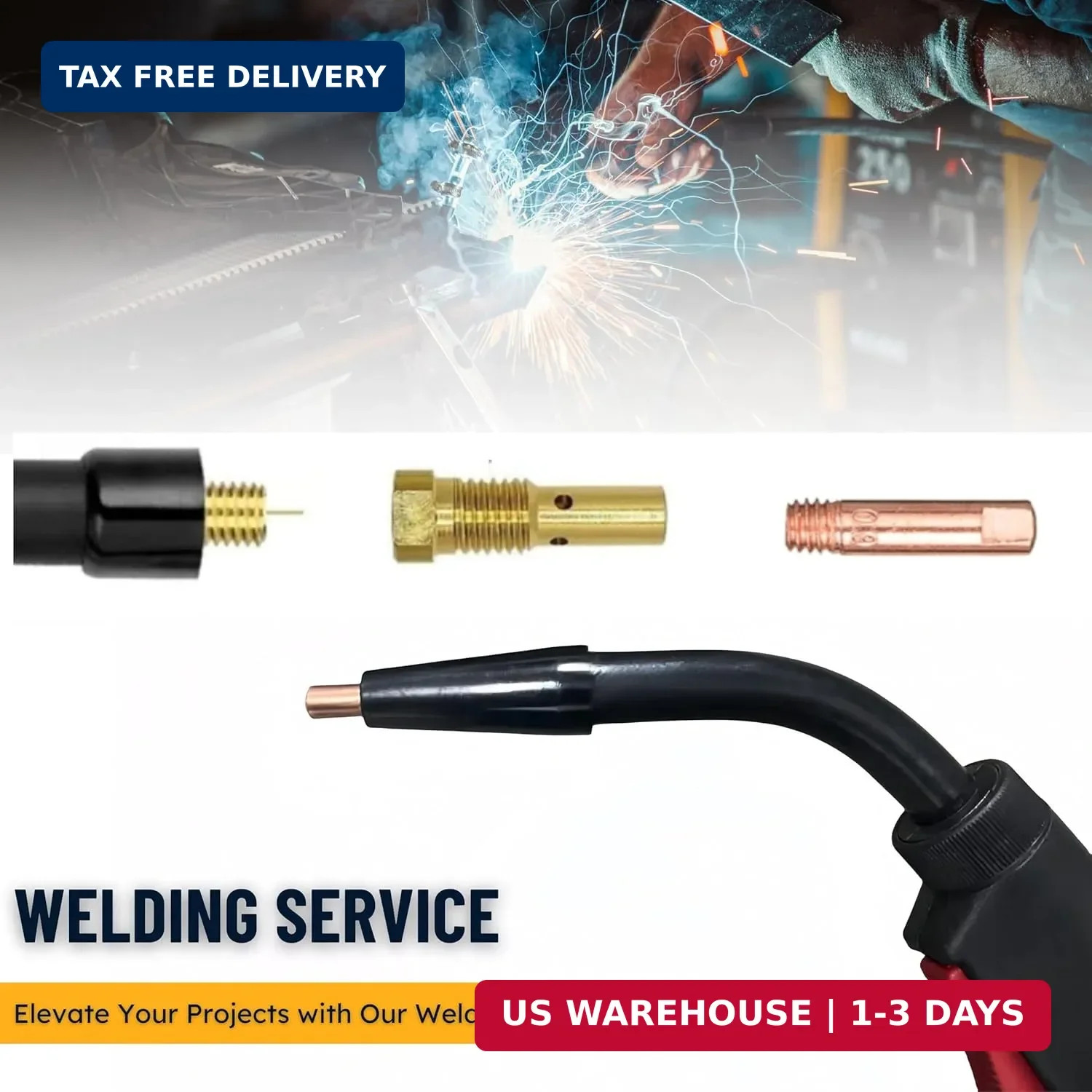 24PCS Flux Core Gasless Nozzles Welding Gun Accessory Kit .030″ Welding Tips MIG