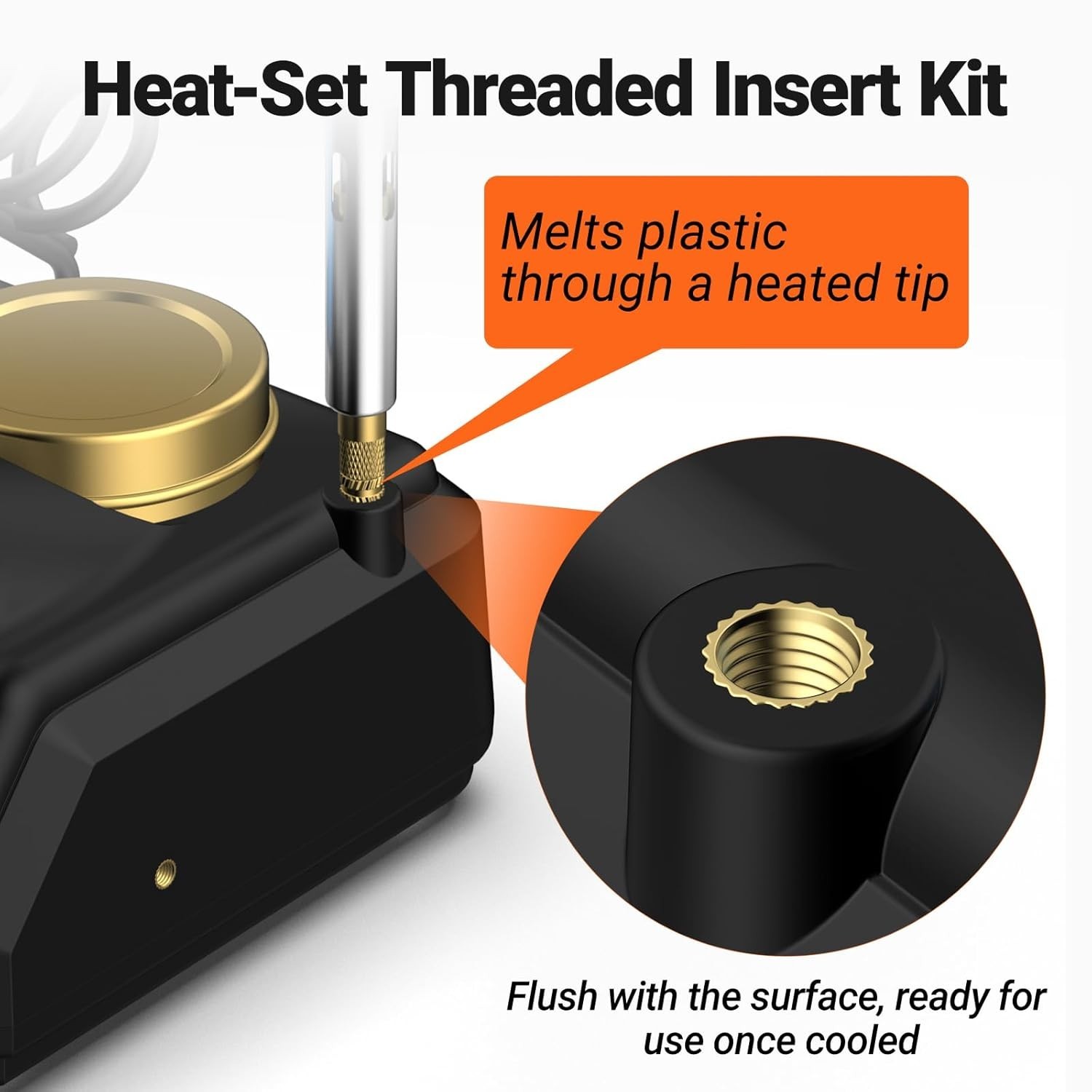 Heat-Set Insert Tip Set – with Soldering Iron and 130Pcs Thread Inserts, for …