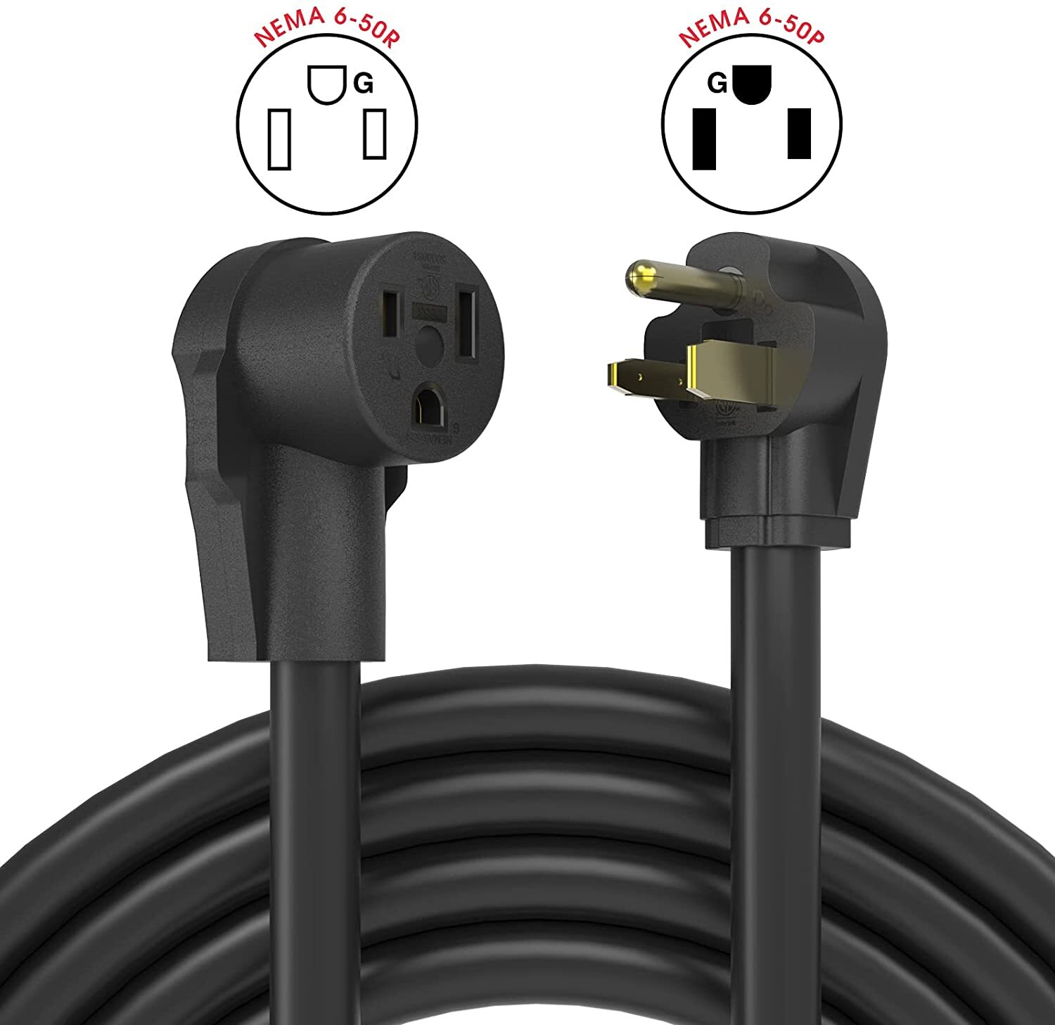 40FT 10 Gauge 250 Volt Welder Power Cord NEMA 6-50P to 6-50R Heavy Duty