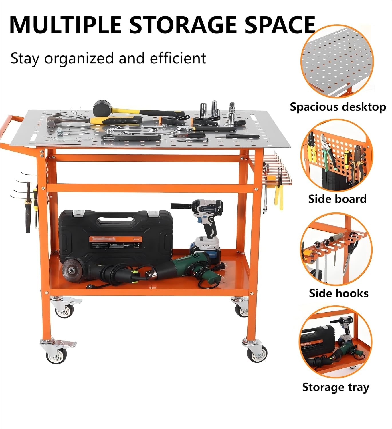 Welding Table 36″x24″ 800LBS Welding Table Workbench with Fixture Holes & Hooks