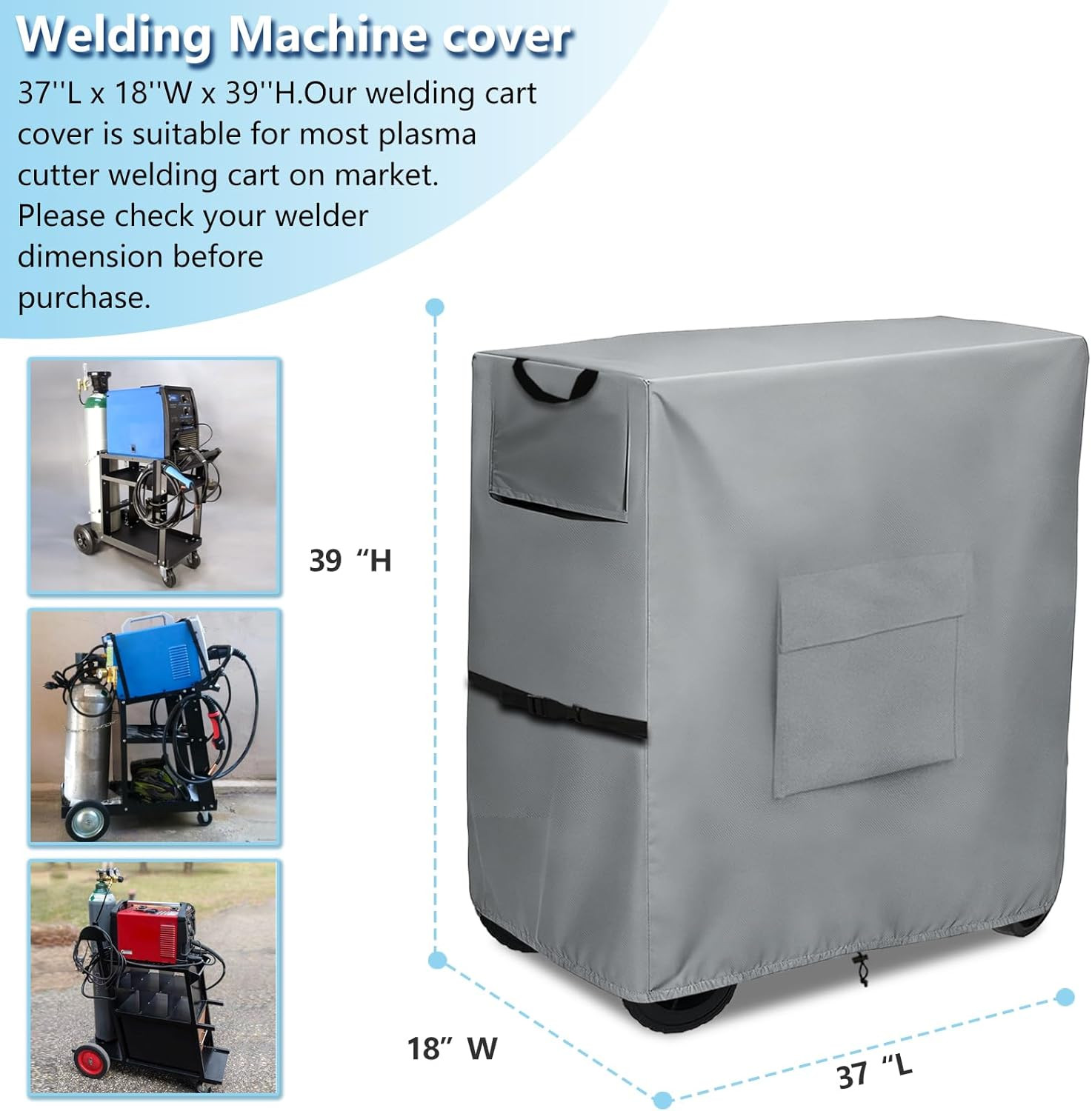 Welding Cart Cover,3-Tier Welder Cart Protective Cover for Tig Mig Most Plasma C