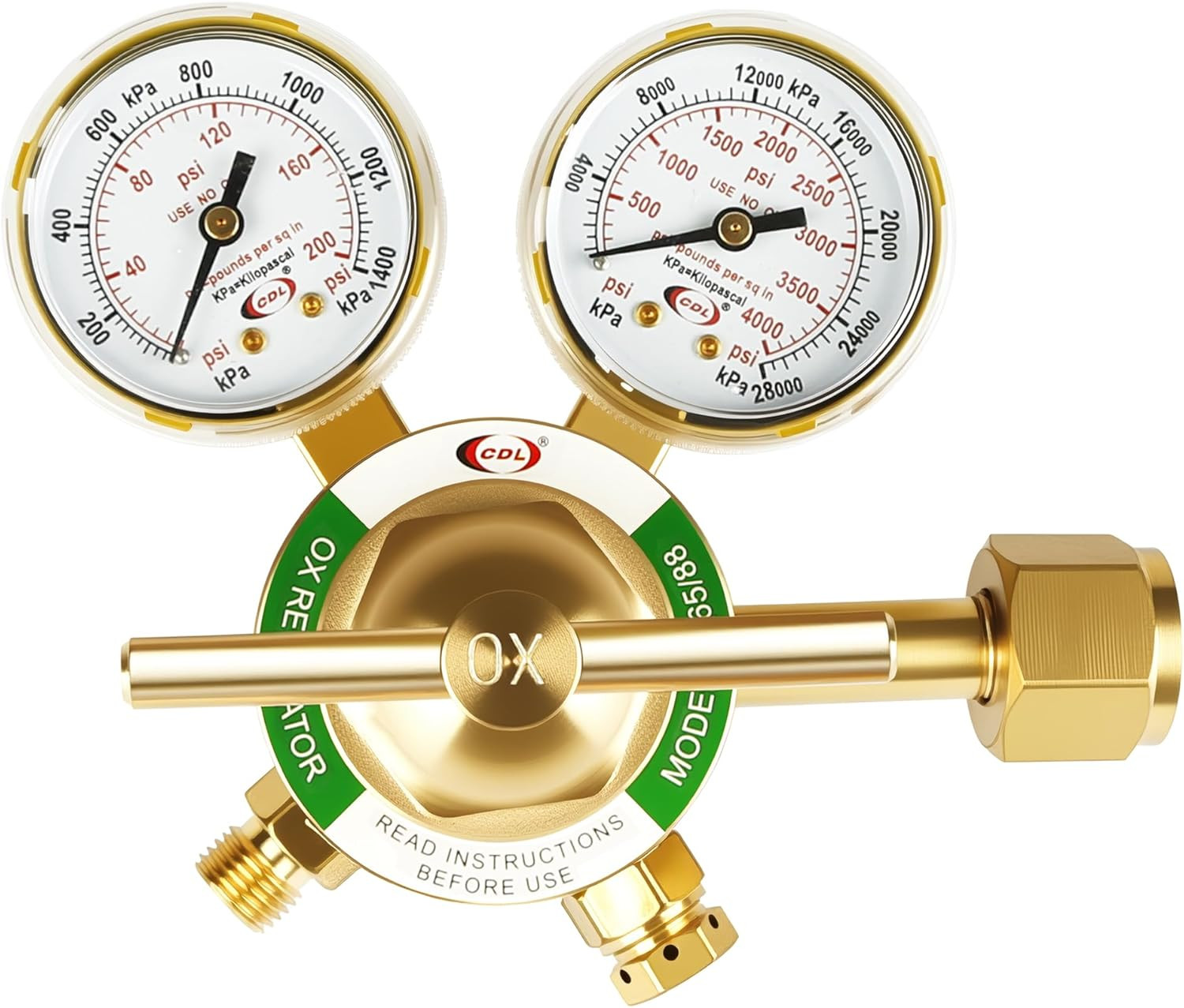 LX65 Medium Duty Oxygen Regulator CGA540,Forged Brass | Large Tank Gauge Cutting