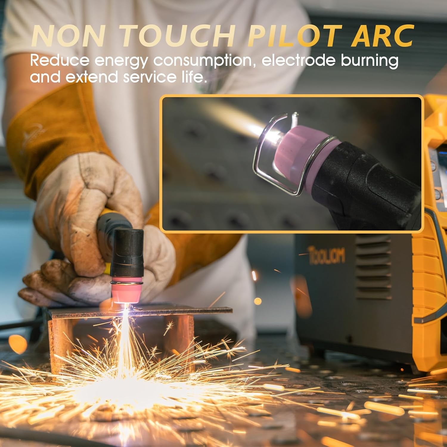 50A Non-Touch Pilot ARC Air Plasma Cutter 110V/220V Post/Flow Gas 1/2″ Clean Cut