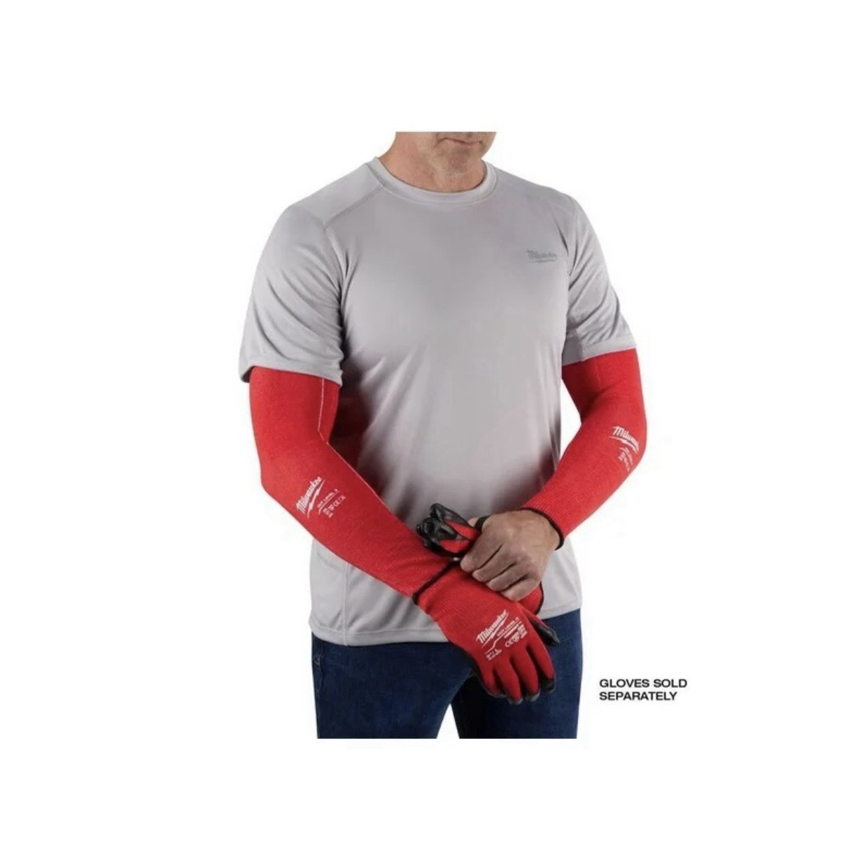 Milwaukee Red Cut-Resistant Arm Sleeves L/XL Elastic Cuffs Pair 48-73-8532