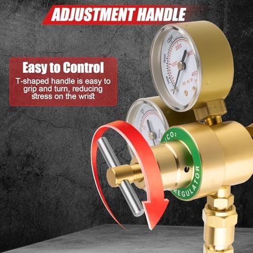 Welding Argon CO2 Regulator Dual Gauge with 6.6FT Hose, 0-4000PSI Input Pressure